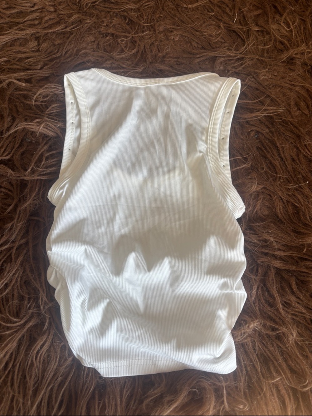 White Stud-Trim Runched Side Ribbed Tank Top. Small. New. - Picture 4 of 4